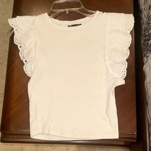 Zara White Eyelet Sleeve Shirt